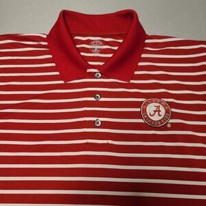Rivalry Threads Alabama Crimson Tide Polo Mens L Red White Striped Short Sleeve